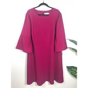 New Eliza J Womens 22W Plus Size Fashion Pink Dress 3/4 Sleeves Cocktail Chic